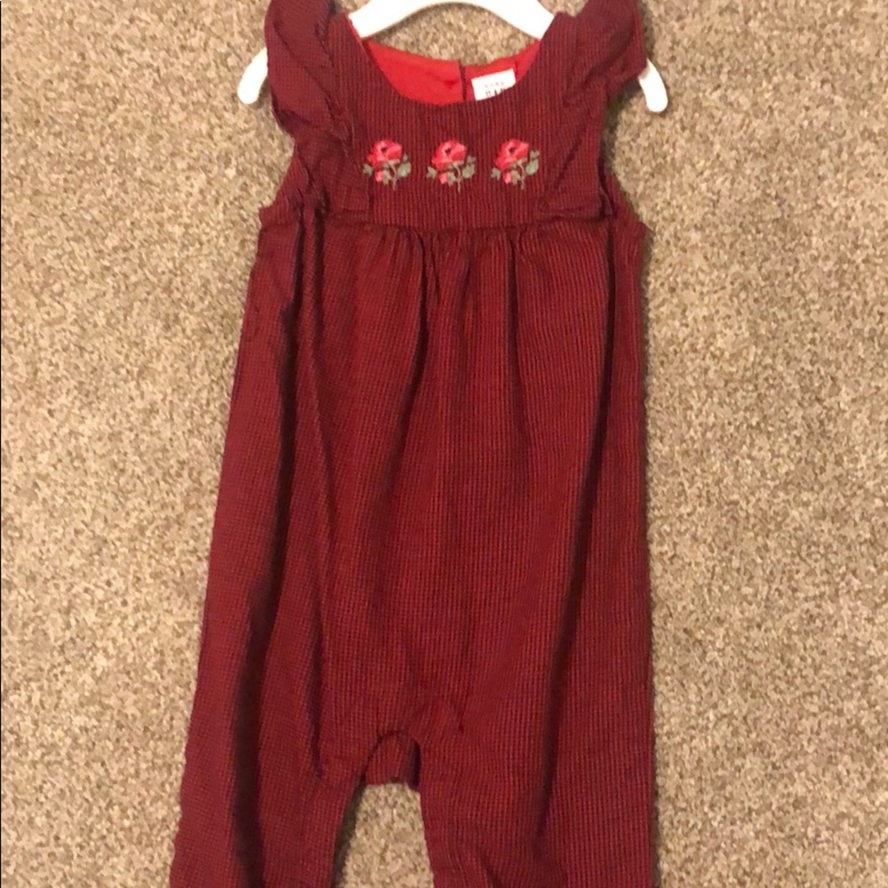 Red and black checkered gap jumpsuit